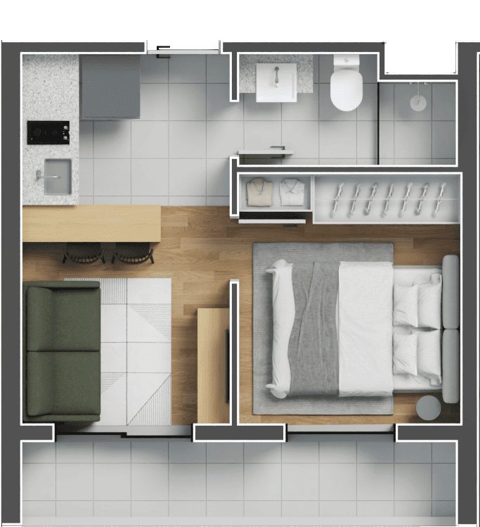 Planta Studio / 1 quarto